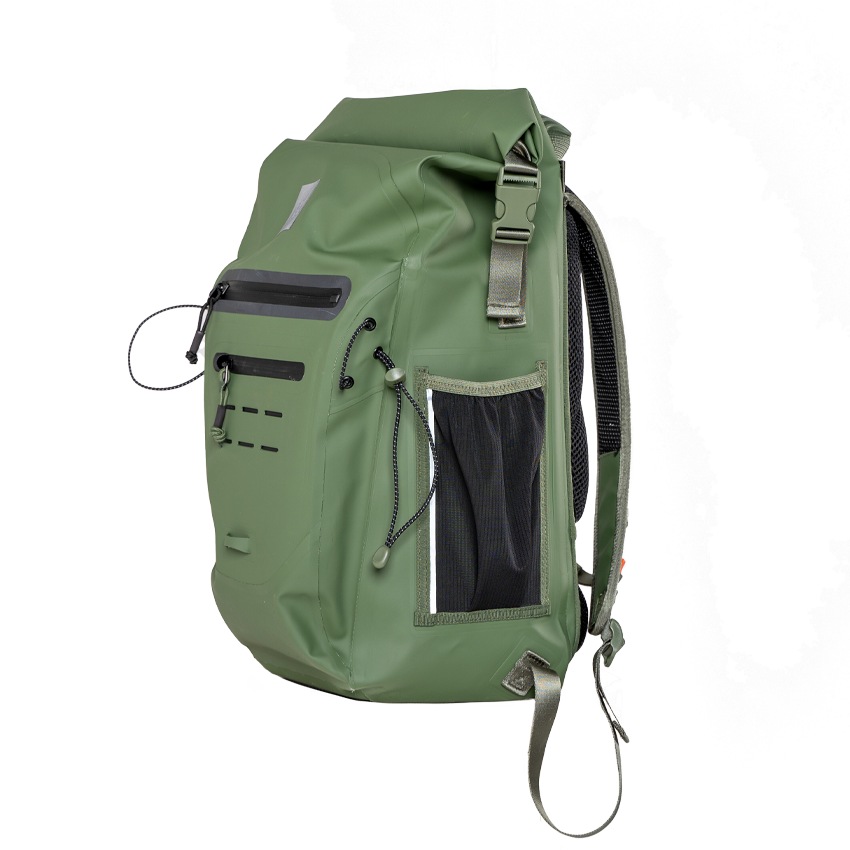 DRESS High Capacity Water Resistant Fishing Tackle Backpack (Color: Olive  Grey)