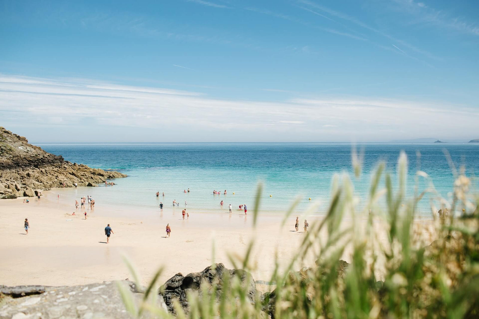 St Ives beach in Cornwall on a sunny day