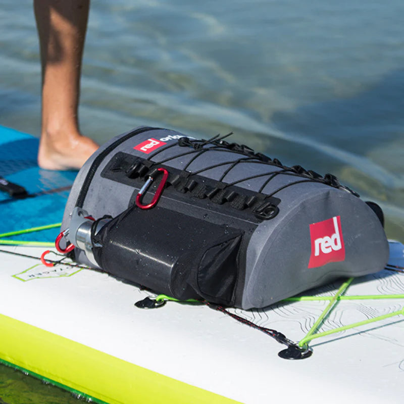 Red Original waterproof SUP deck bag on paddle board