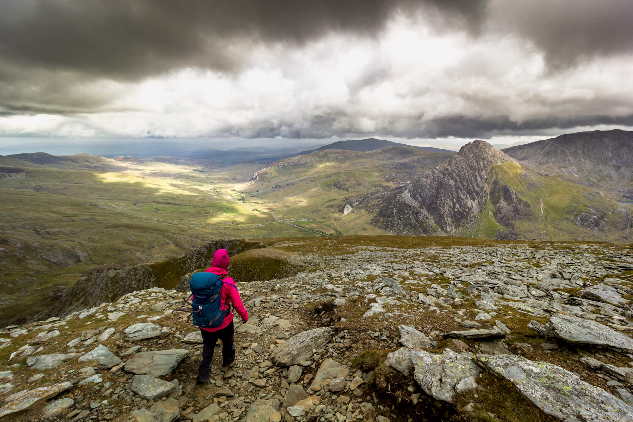 Woman hiking outdoors in the mountains