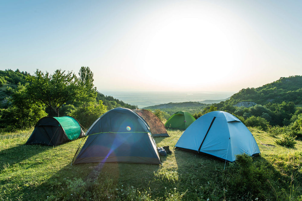 5 tents ready for festival camping