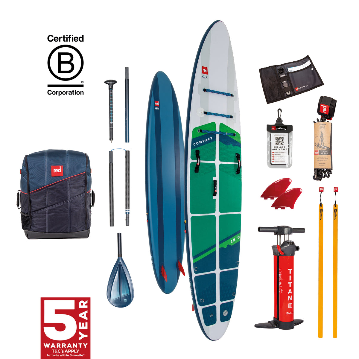 12'0" Compact MSL PACT Inflatable Paddle Board Package.