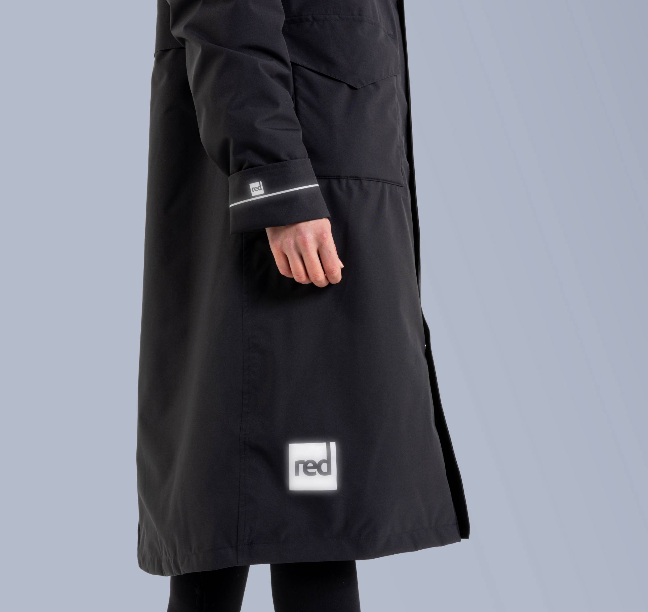 Close up of the tailoring of the Red Equipment Evo Slimline Parka Jacket.