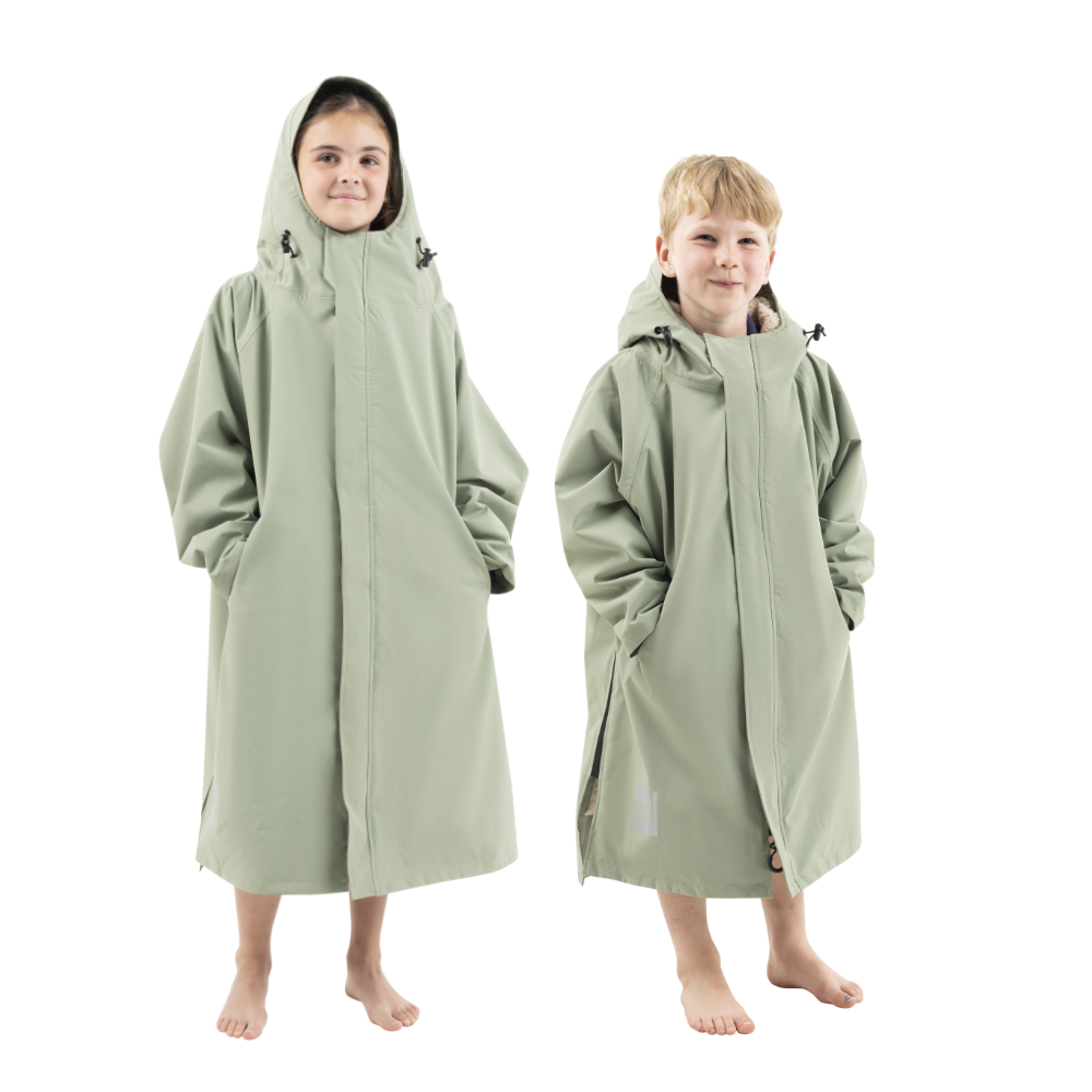 Kids’ Long Sleeve Dry Waterproof Changing Robe Alter EVO Pro - Sage Green