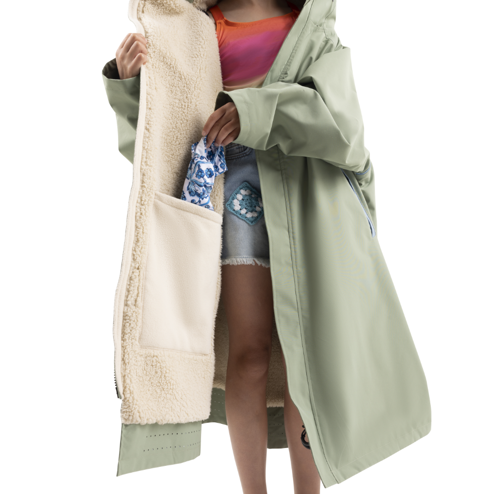 Kids’ Long Sleeve Dry Waterproof Changing Robe Alter EVO Pro - Sage Green