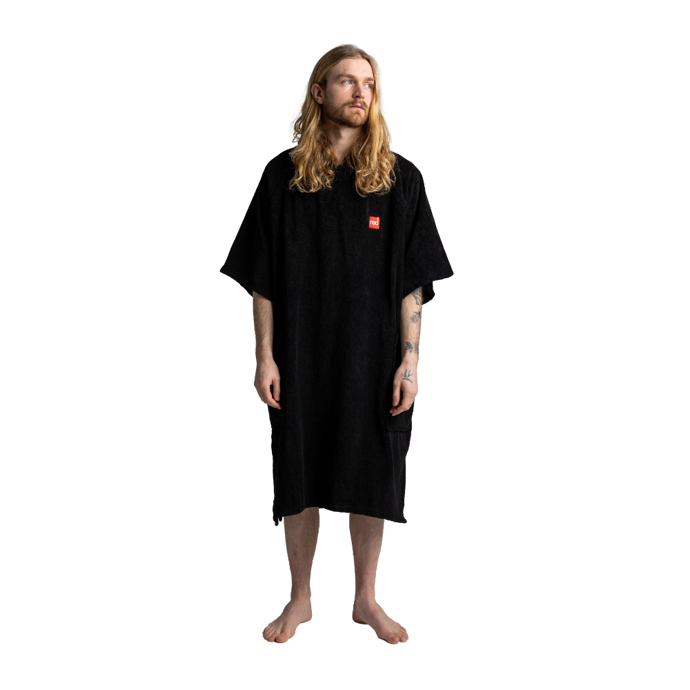 Men's Towelling Poncho Changing Robe - Stealth Black