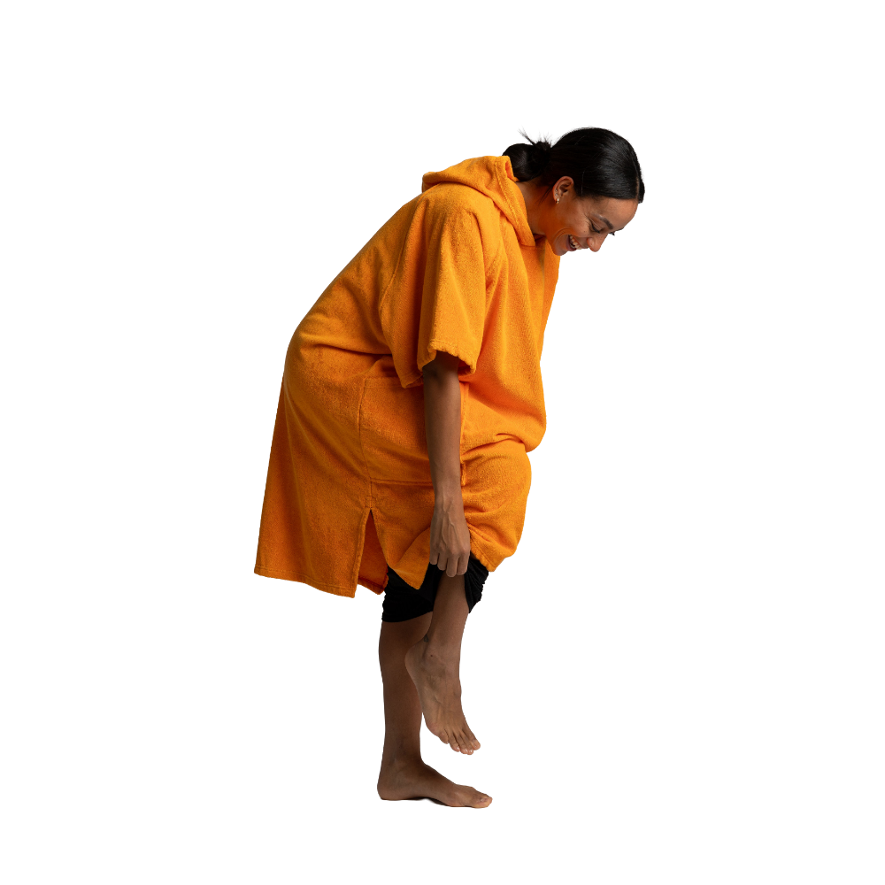 Women's Towelling Poncho Changing Robe - Bitter Orange