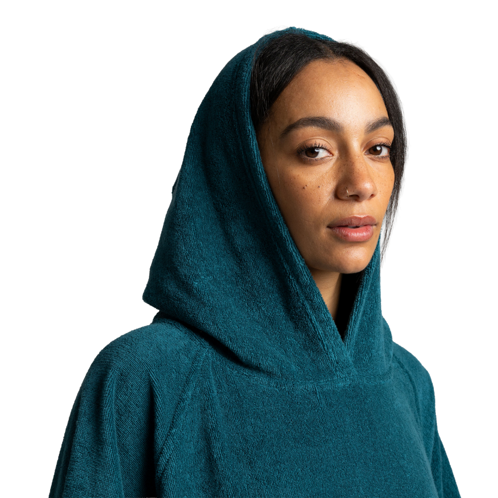 Women's Towelling Poncho Changing Robe - Deep Teal