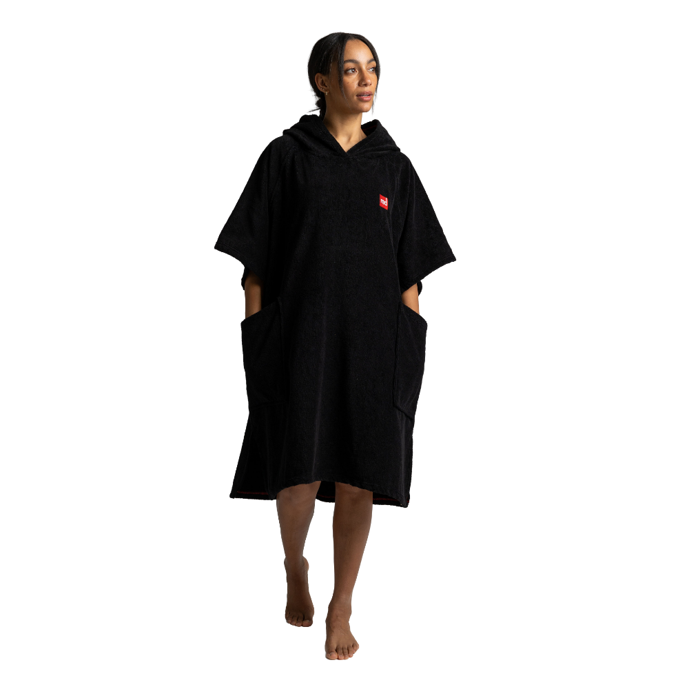 Women's Towelling Poncho Changing Robe - Stealth Black