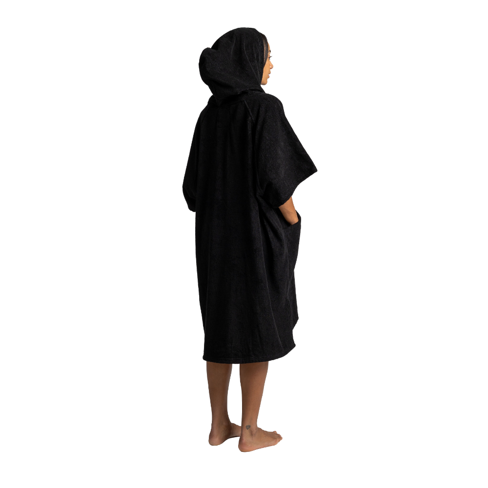 Women's Towelling Poncho Changing Robe - Stealth Black