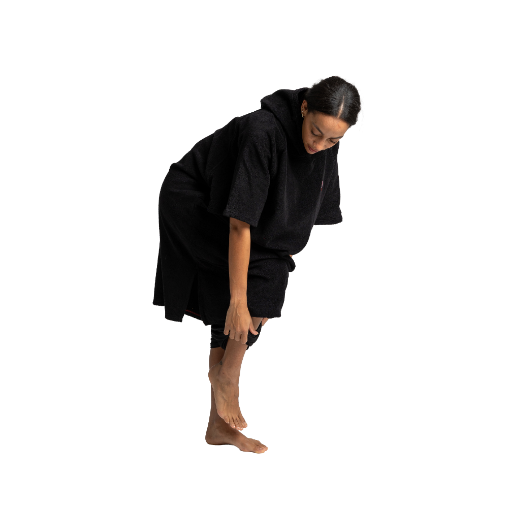 Women's Towelling Poncho Changing Robe - Stealth Black