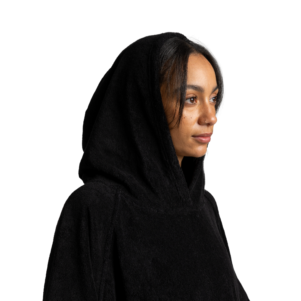 Women's Towelling Poncho Changing Robe - Stealth Black
